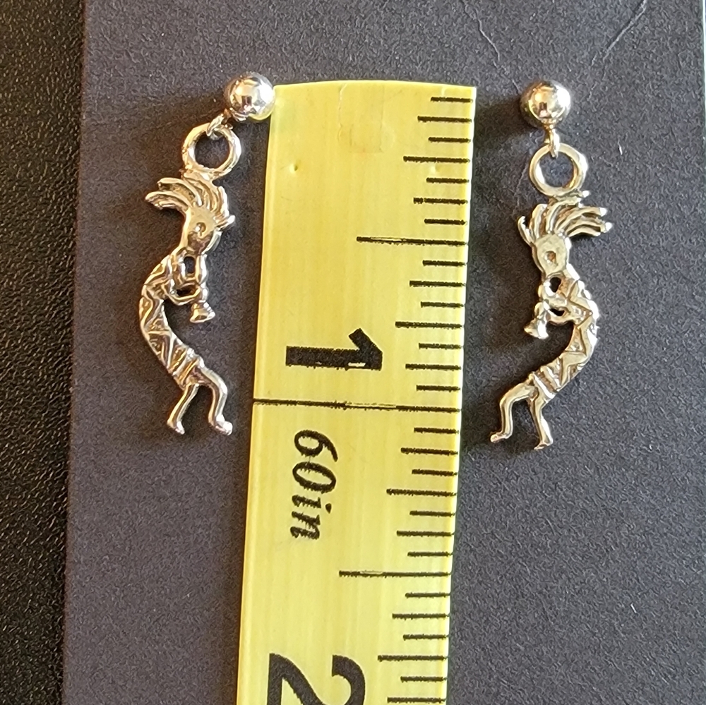 Sterling Silver Kokopelli Dangle Earrings | Southwestern Boho Jewelry - Picture 6 of 6